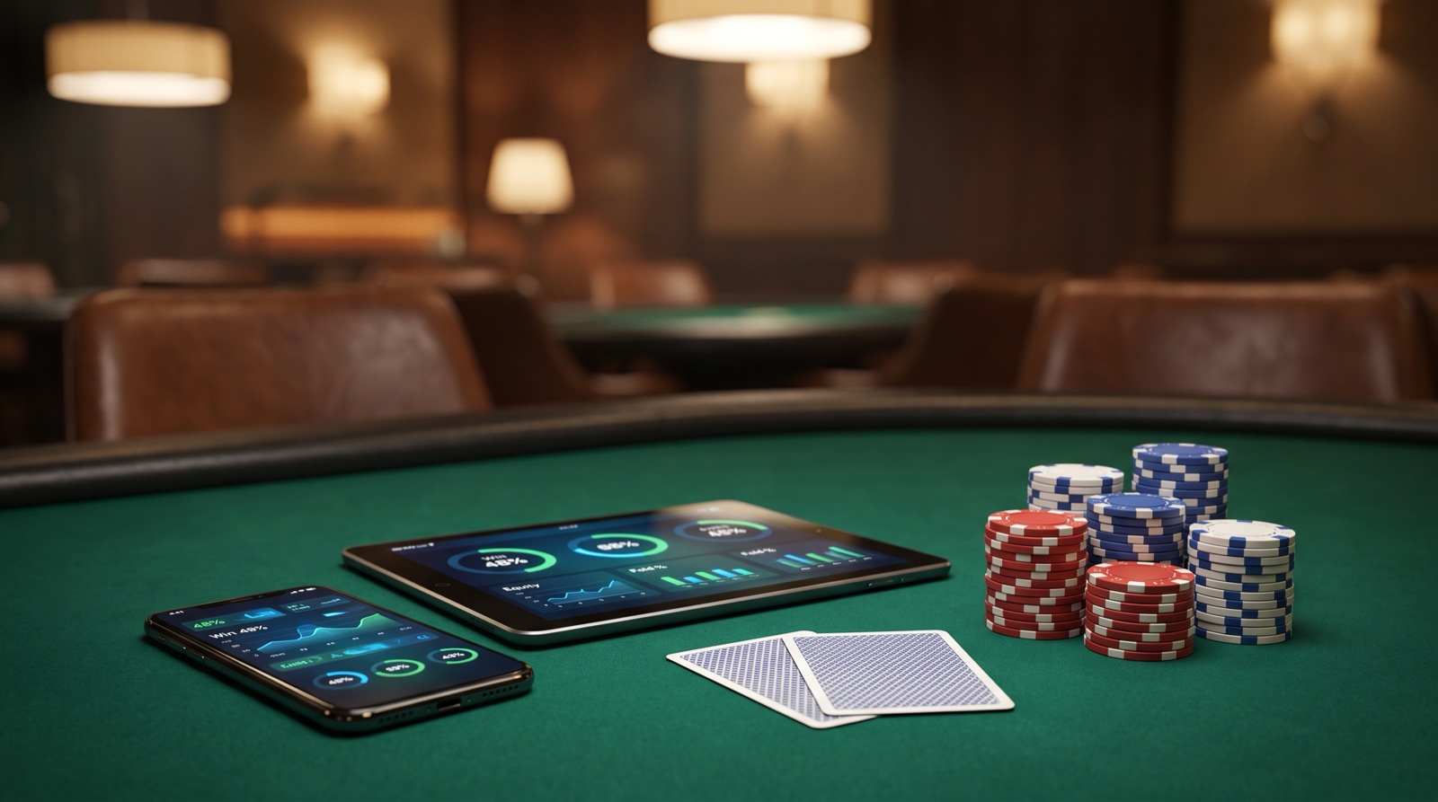 Poker odds calculator mobile apps on a poker table