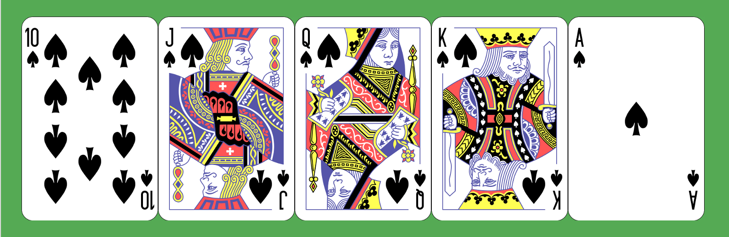 King, Queen, Jack - Poker, 3 of the highest cards in each s…