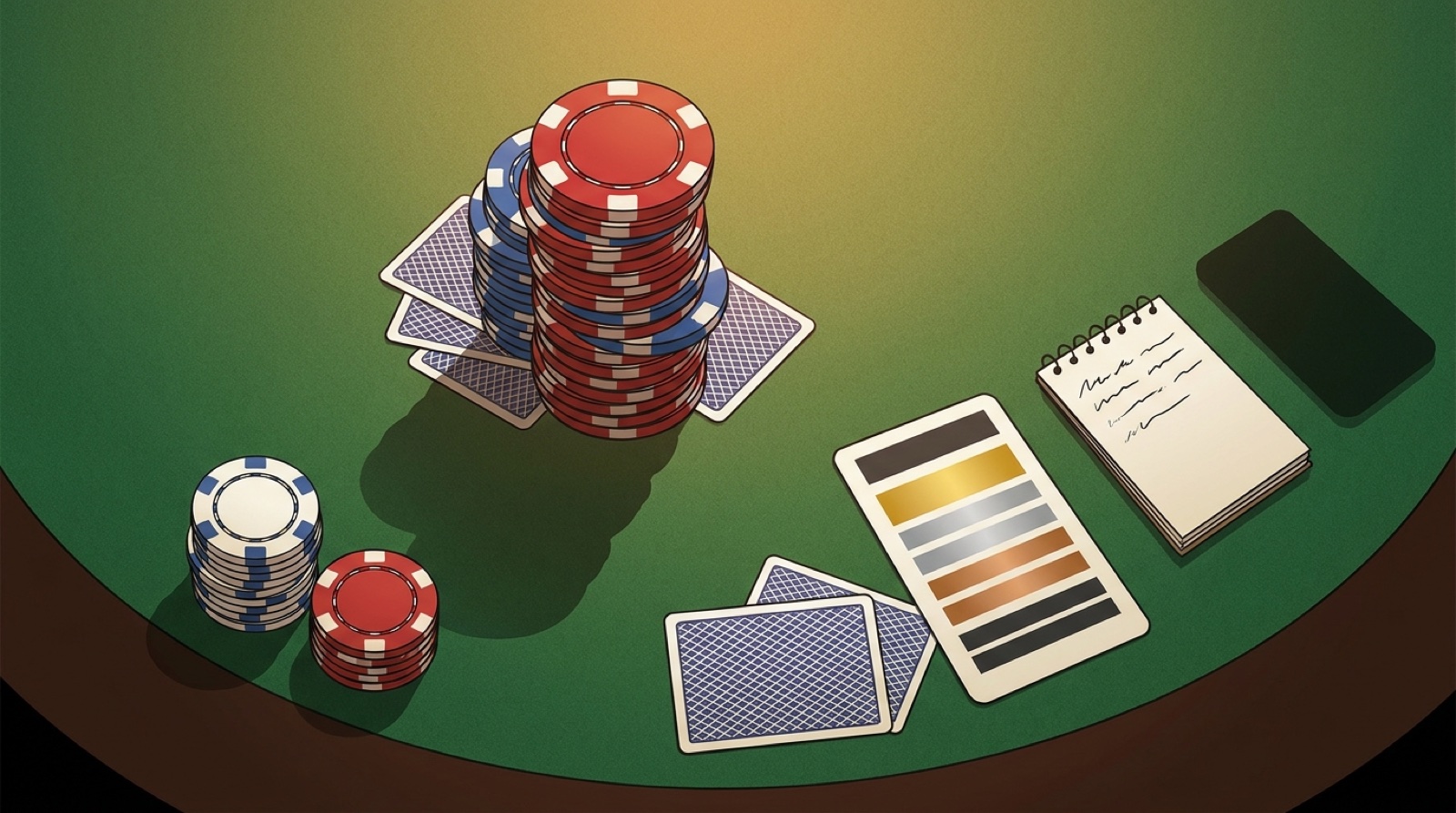 Poker tournament bubble pressure with a big chip stack, short stacks, and bankroll notes